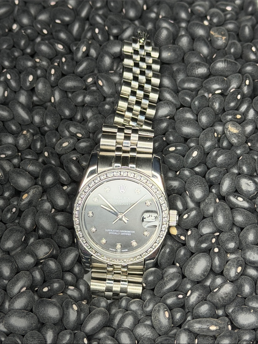 Faux Rolex Oyster Perpetual Datejust Stainless Steel Watch - Slate Dial
